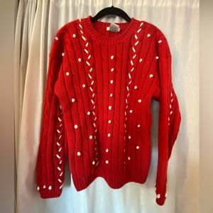 Talbots Red & White Festive Sweater